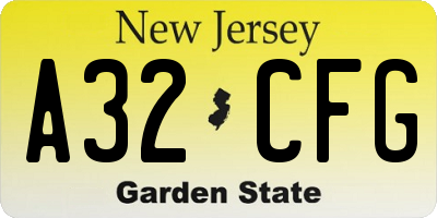 NJ license plate A32CFG