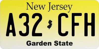 NJ license plate A32CFH