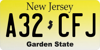 NJ license plate A32CFJ