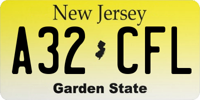 NJ license plate A32CFL