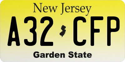 NJ license plate A32CFP