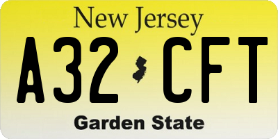 NJ license plate A32CFT