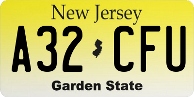 NJ license plate A32CFU