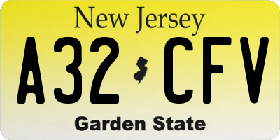 NJ license plate A32CFV