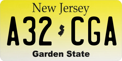 NJ license plate A32CGA