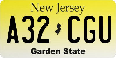NJ license plate A32CGU