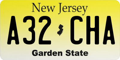 NJ license plate A32CHA