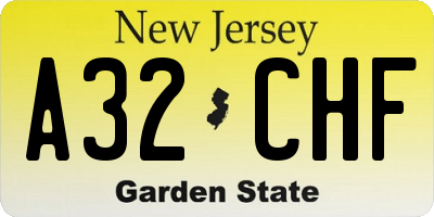 NJ license plate A32CHF