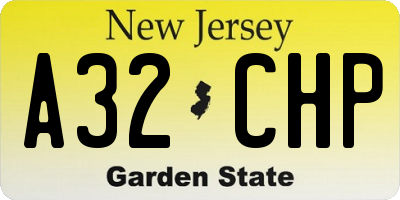 NJ license plate A32CHP
