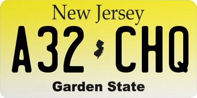 NJ license plate A32CHQ
