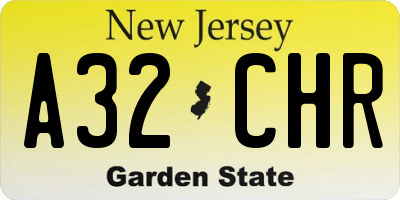 NJ license plate A32CHR