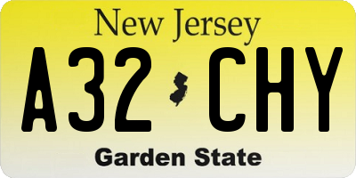 NJ license plate A32CHY