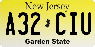 NJ license plate A32CIU