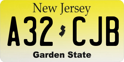 NJ license plate A32CJB