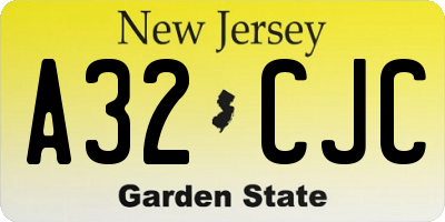 NJ license plate A32CJC