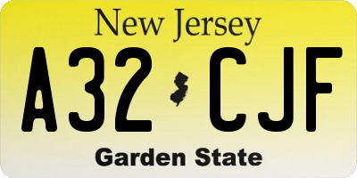 NJ license plate A32CJF