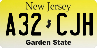 NJ license plate A32CJH