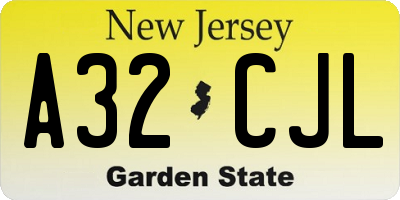 NJ license plate A32CJL