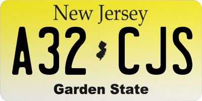 NJ license plate A32CJS