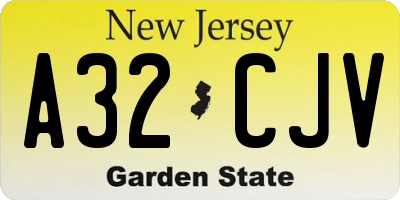 NJ license plate A32CJV