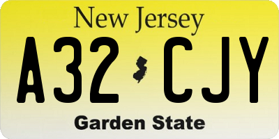 NJ license plate A32CJY