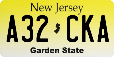 NJ license plate A32CKA