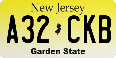 NJ license plate A32CKB