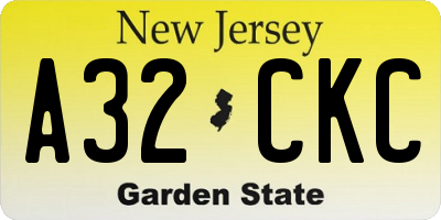 NJ license plate A32CKC