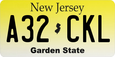 NJ license plate A32CKL