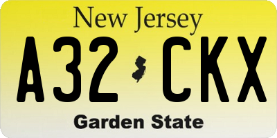 NJ license plate A32CKX