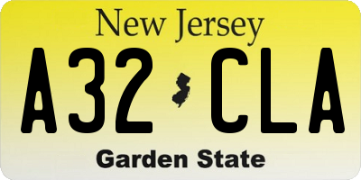 NJ license plate A32CLA