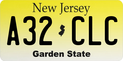 NJ license plate A32CLC