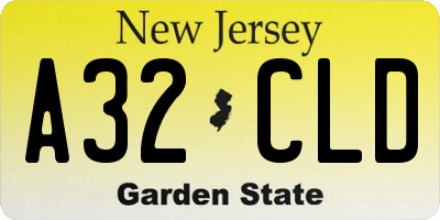 NJ license plate A32CLD