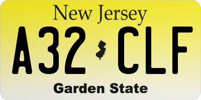 NJ license plate A32CLF