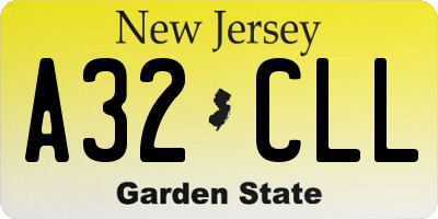 NJ license plate A32CLL
