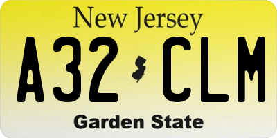 NJ license plate A32CLM