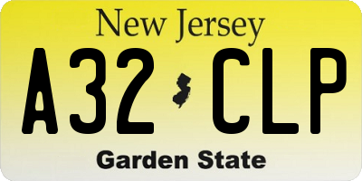 NJ license plate A32CLP