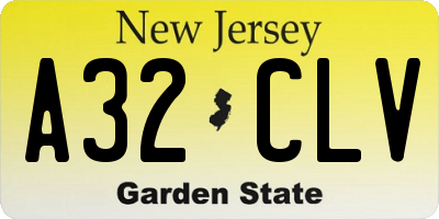 NJ license plate A32CLV