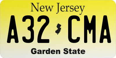 NJ license plate A32CMA