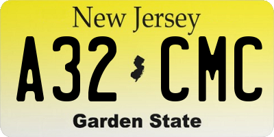 NJ license plate A32CMC