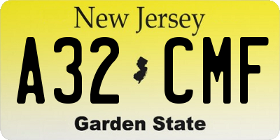 NJ license plate A32CMF