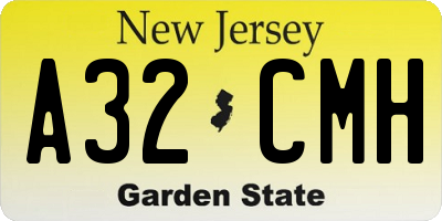 NJ license plate A32CMH