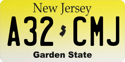 NJ license plate A32CMJ