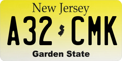 NJ license plate A32CMK