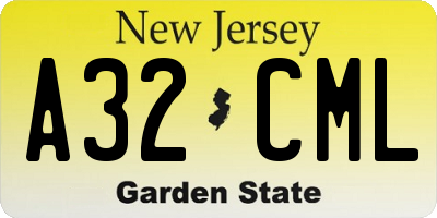 NJ license plate A32CML