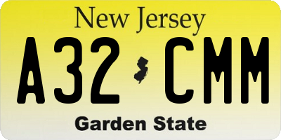 NJ license plate A32CMM