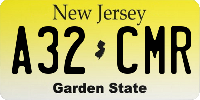 NJ license plate A32CMR