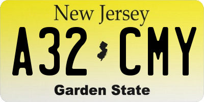 NJ license plate A32CMY