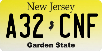 NJ license plate A32CNF