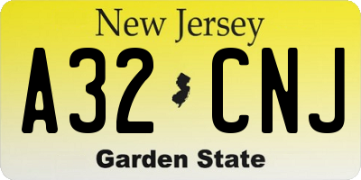 NJ license plate A32CNJ